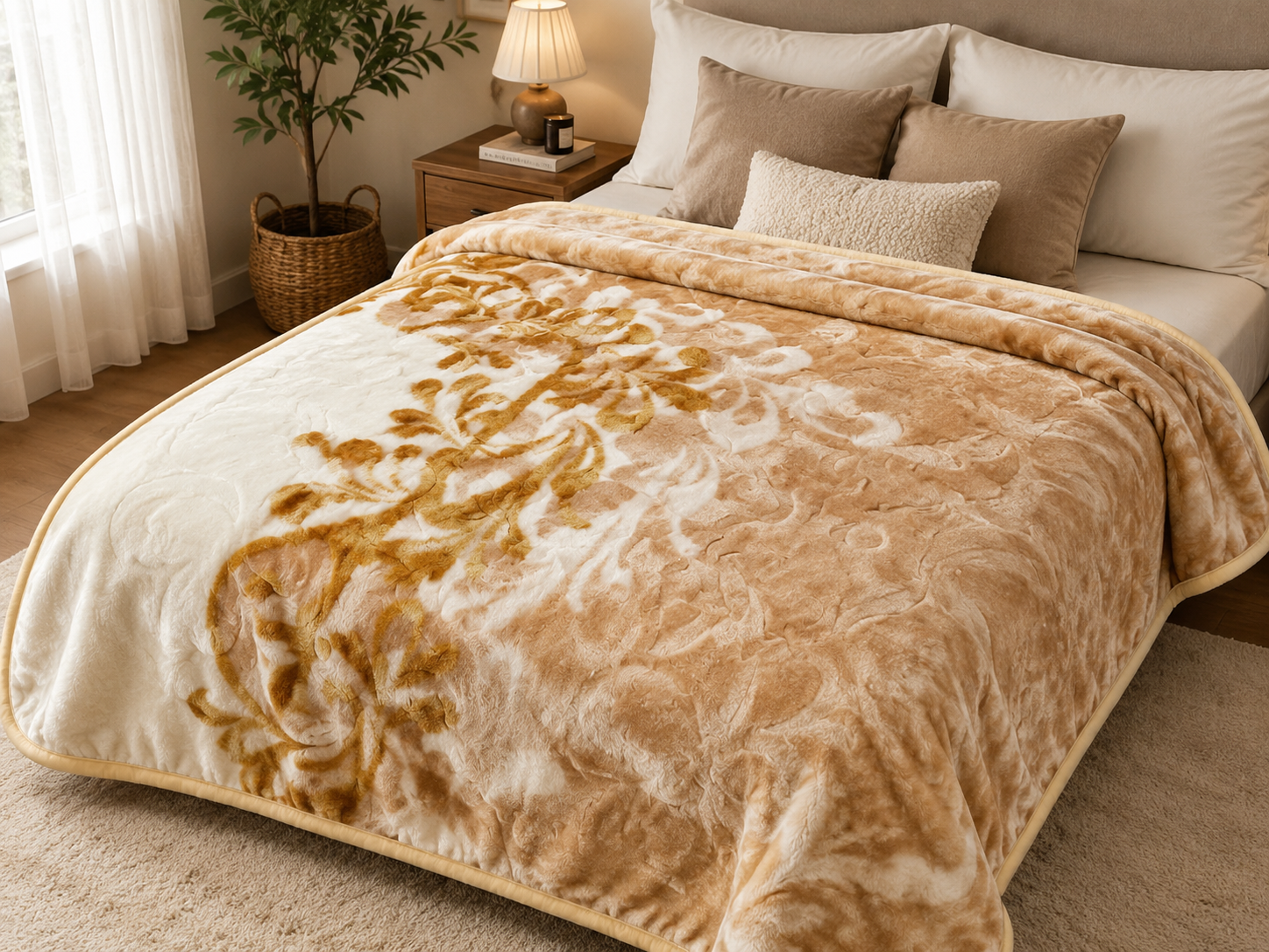 Beige Thick 1Ply Winter Blanket