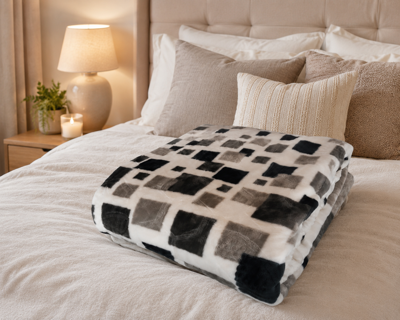 Black and White 2ply Blanket