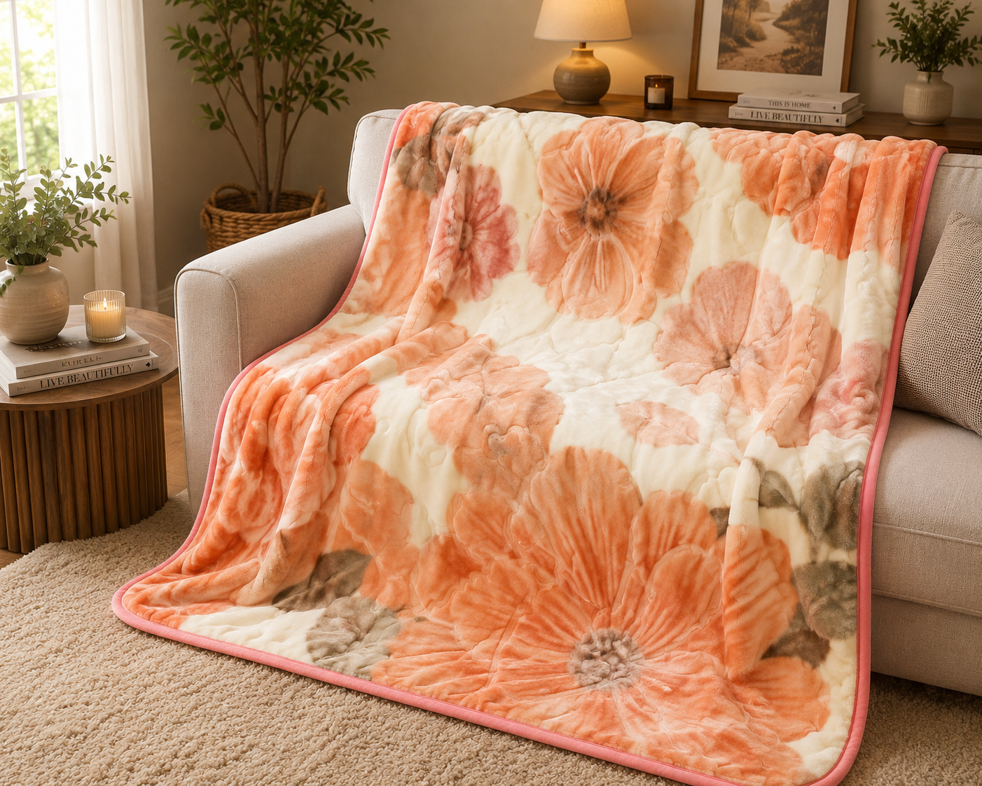 Orange Thick 1Ply Winter Blanket