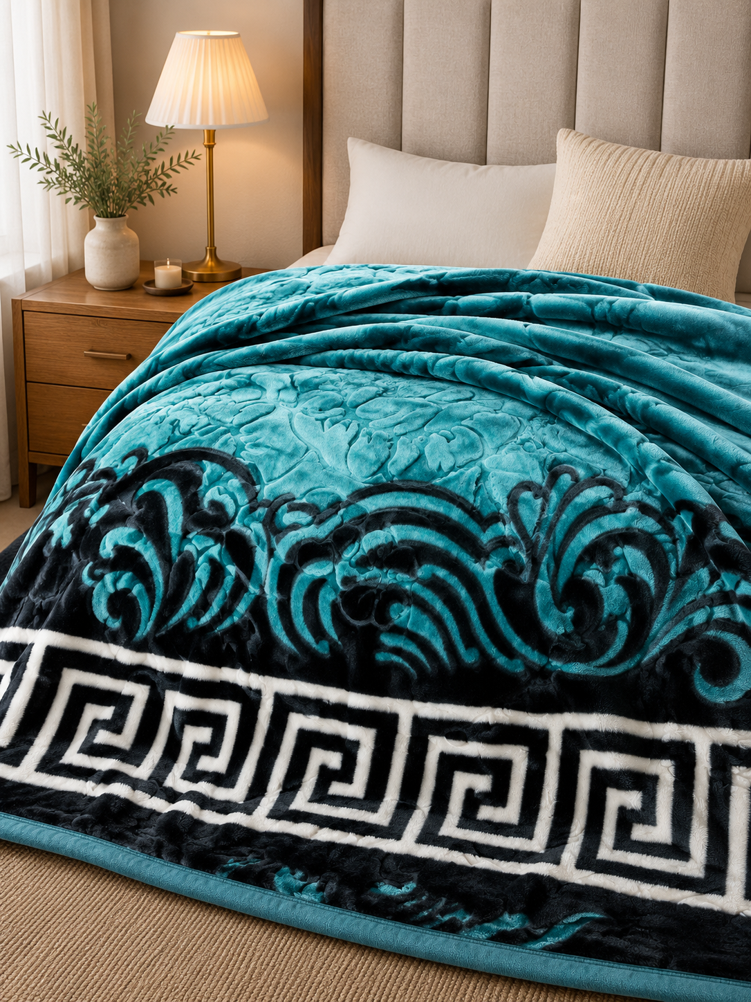 Light Blue & Black 2Ply Blanket
