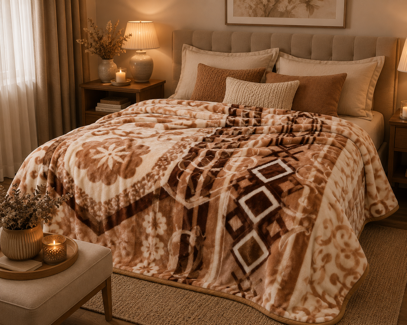 Light Brown Thick 2Ply Winter Blanket